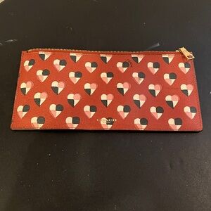 Coach Red and Pink Heart Patterned Pouch